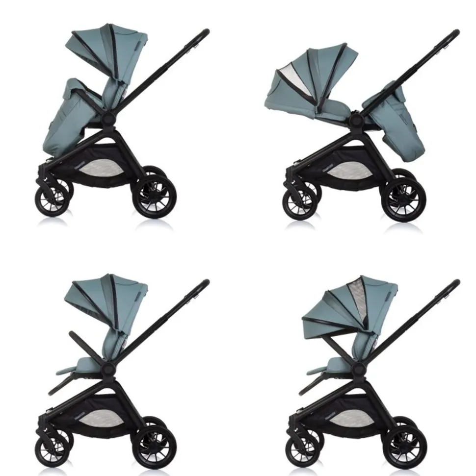 Chipolino Kombikinderwagen Magnum 3 in 1 Babywanne Sportsitz i-Size Babyschale grün