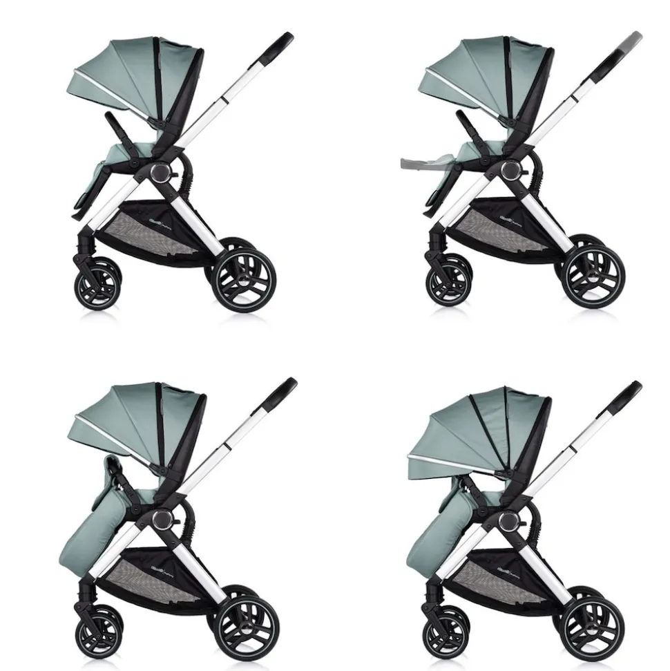 Chipolino Kombikinderwagen Euphoria 3in1 Sportsitz Babyschale umbaubar klappbar grün