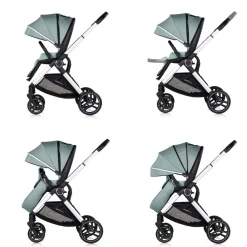 Chipolino Kombikinderwagen Euphoria 3in1 Sportsitz Babyschale umbaubar klappbar grün