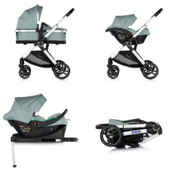 Chipolino Kombikinderwagen Euphoria 3in1 Sportsitz Babyschale umbaubar klappbar grün