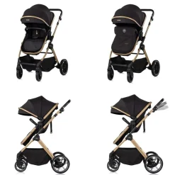 Chipolino Kombikinderwagen Pearl 2 in 1 umbaubar Rucksack Fußsack Korb Federung schwarz