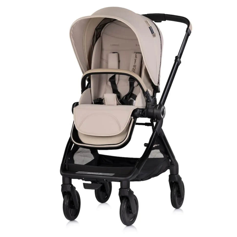 Chipolino Kombikinderwagen Elite 2 in 1 next GEN klappbar Fußsack Moskitonetz beige