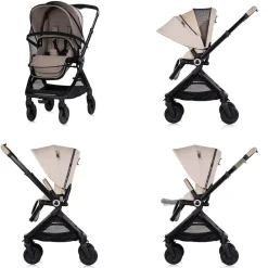 Chipolino Kombikinderwagen Elite 2 in 1 next GEN klappbar Fußsack Moskitonetz beige