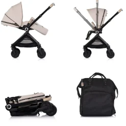 Chipolino Kombikinderwagen Elite 2 in 1 next GEN klappbar Fußsack Moskitonetz beige