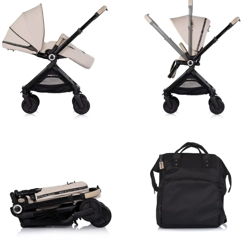Chipolino Kombikinderwagen Elite 2 in 1 next GEN klappbar Fußsack Moskitonetz beige