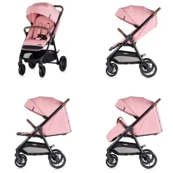 Chipolino Kombikinderwagen Ultera 3 in 1 Babyschale Fußabdeckung klappbar Korb rosa