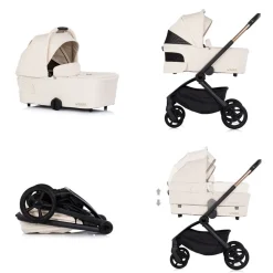 Chipolino Kombikinderwagen Winner 2 in 1 Babywanne klappbar Fußabdeckung Korb beige