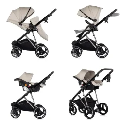 Chipolino Kombikinderwagen 3 in 1 Imperium Babyschale Babywanne Tasche Korb Gurt beige