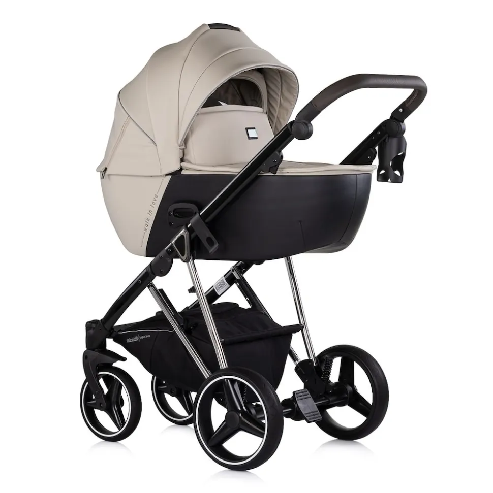 Chipolino Kombikinderwagen 3 in 1 Imperium Babyschale Babywanne Tasche Korb Gurt beige