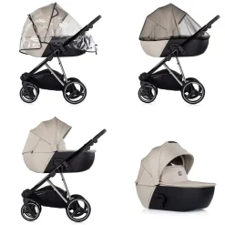 Chipolino Kombikinderwagen 3 in 1 Imperium Babyschale Babywanne Tasche Korb Gurt beige