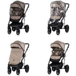 Chipolino Kombikinderwagen 3 in 1 Imperium Babyschale Babywanne Tasche Korb Gurt beige