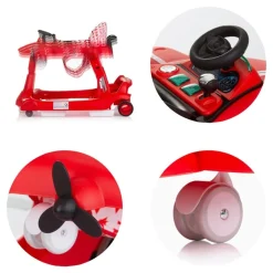 Chipolino Lauflernhilfe Airplane 3 in 1 Lauflernwagen, Musik, Schiebespielzeug rot