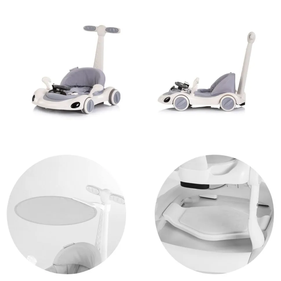 Chipolino Lauflernhilfe Happy Walker 5 in 1 Schaukelfunktion Musik Lichter Räder grau