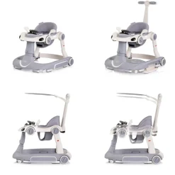 Chipolino Lauflernhilfe Happy Walker 5 in 1 Schaukelfunktion Musik Lichter Räder grau
