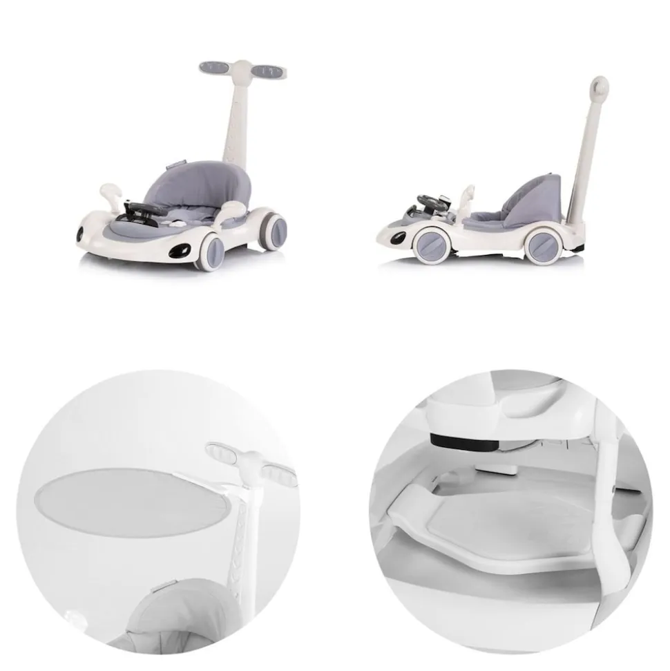Chipolino Lauflernhilfe Happy Walker 5 in 1 Schaukelfunktion Musik Lichter Räder grau