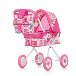 Chipolino Puppenwagen Emily Tasche, Sonnendach verstellbar, zusammenklappbar rosa pink