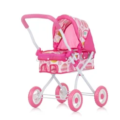 Chipolino Puppenwagen Emily Tasche, Sonnendach verstellbar, zusammenklappbar rosa pink