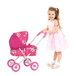 Chipolino Puppenwagen Emily Tasche, Sonnendach verstellbar, zusammenklappbar rosa pink