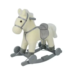Chipolino Schaukelpferd Sound, mit Räder, sattelförmiger Sitz, Holzgriffe Plüsch beige