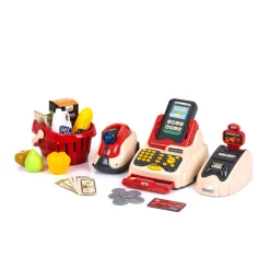 Chipolino Spielzeug Registrierkasse 24-teilig Scanner Kartenleser Obst Korb Geld rot