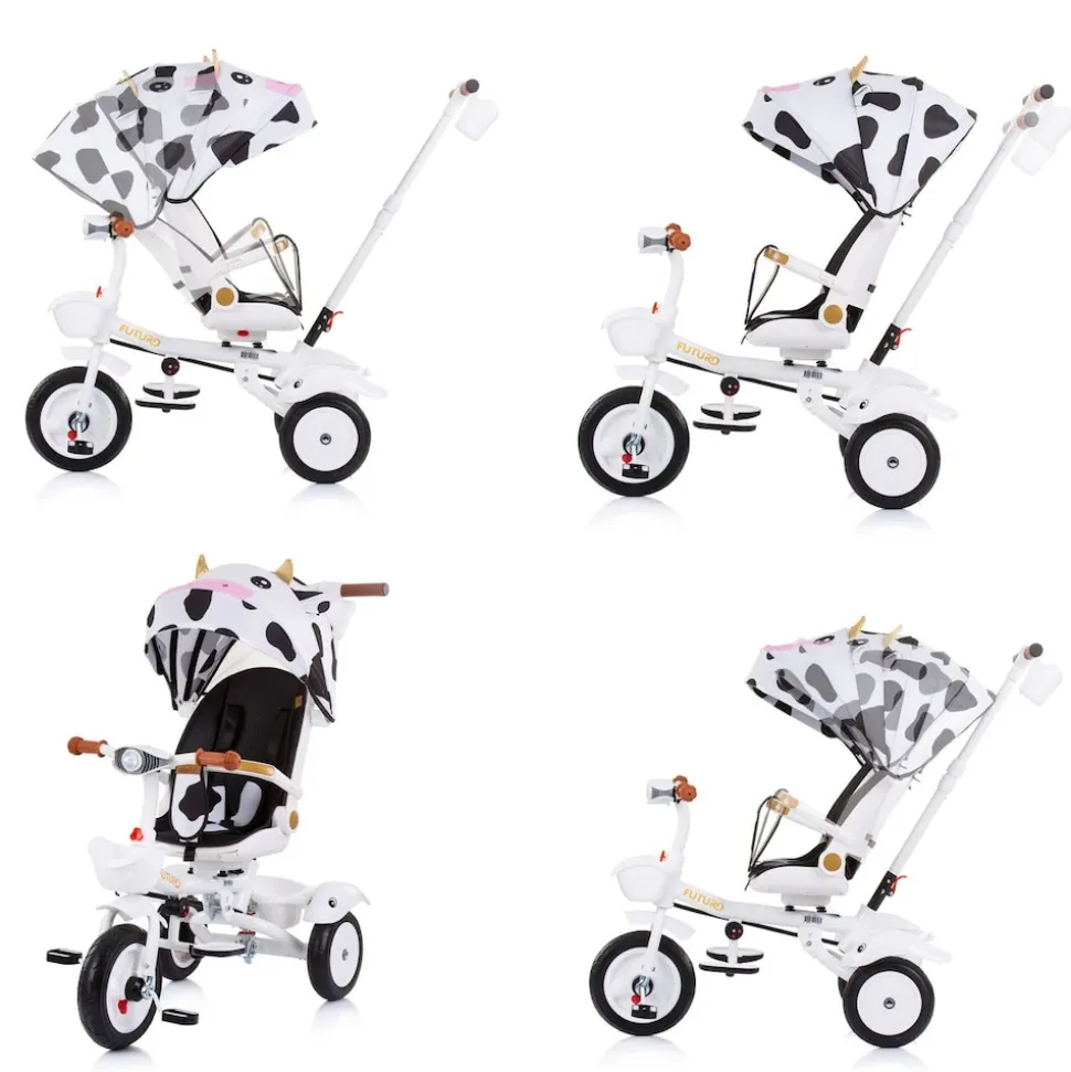 Chipolino Tricycle Futuro 2 in 1 faltbar, Becherhalter, Musik, Licht, PU-Räder schwarz weiß