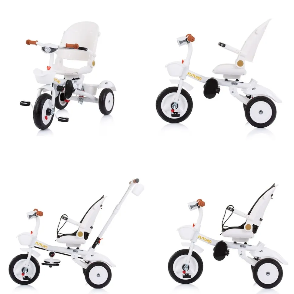 Chipolino Tricycle Futuro 2 in 1 faltbar, Becherhalter, Musik, Licht, PU-Räder schwarz weiß