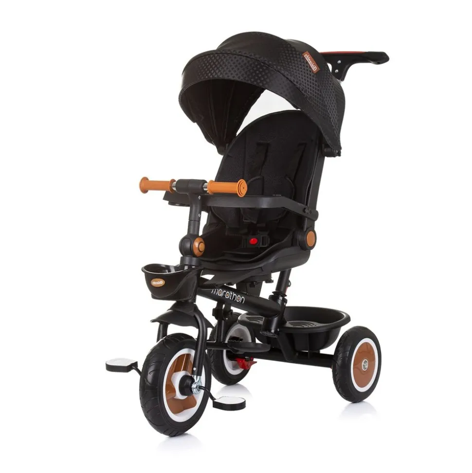 Chipolino Tricycle Marathon 2 in 1 Dreirad, Sitz umkehrbar, Gummiräder, Dach schwarz