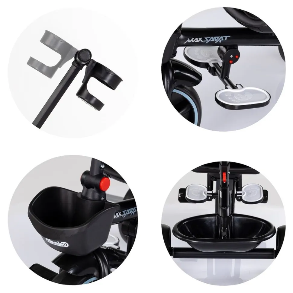 Chipolino Tricycle Max Sport 2 in 1, Dreirad, Becherhalter, Sitz umkehrbar, Korb braun schwarz