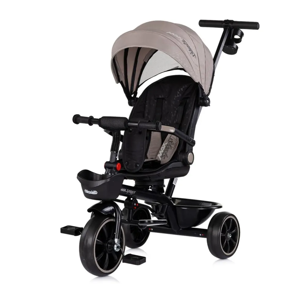 Chipolino Tricycle Max Sport 2 in 1, Dreirad, Becherhalter, Sitz umkehrbar, Korb braun schwarz