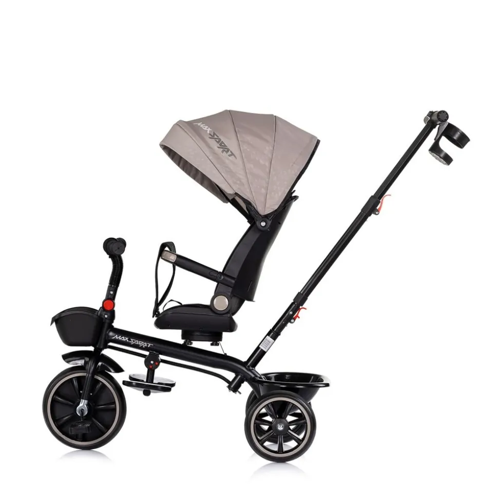 Chipolino Tricycle Max Sport 2 in 1, Dreirad, Becherhalter, Sitz umkehrbar, Korb braun schwarz