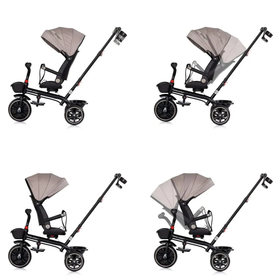 Chipolino Tricycle Max Sport 2 in 1, Dreirad, Becherhalter, Sitz umkehrbar, Korb braun schwarz
