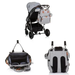 Chipolino Wickeltasche, Kinderwagen Rucksack Reißverschluss Schnullertasche hellgrau