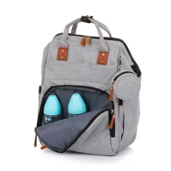 Chipolino Wickeltasche, Kinderwagen Rucksack Reißverschluss Schnullertasche hellgrau