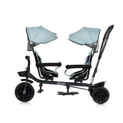 Chipolino Zwillingsdreirad Hip Hop, zwei Kinder, bis 40 kg, Sitze 360° drehbar hellblau