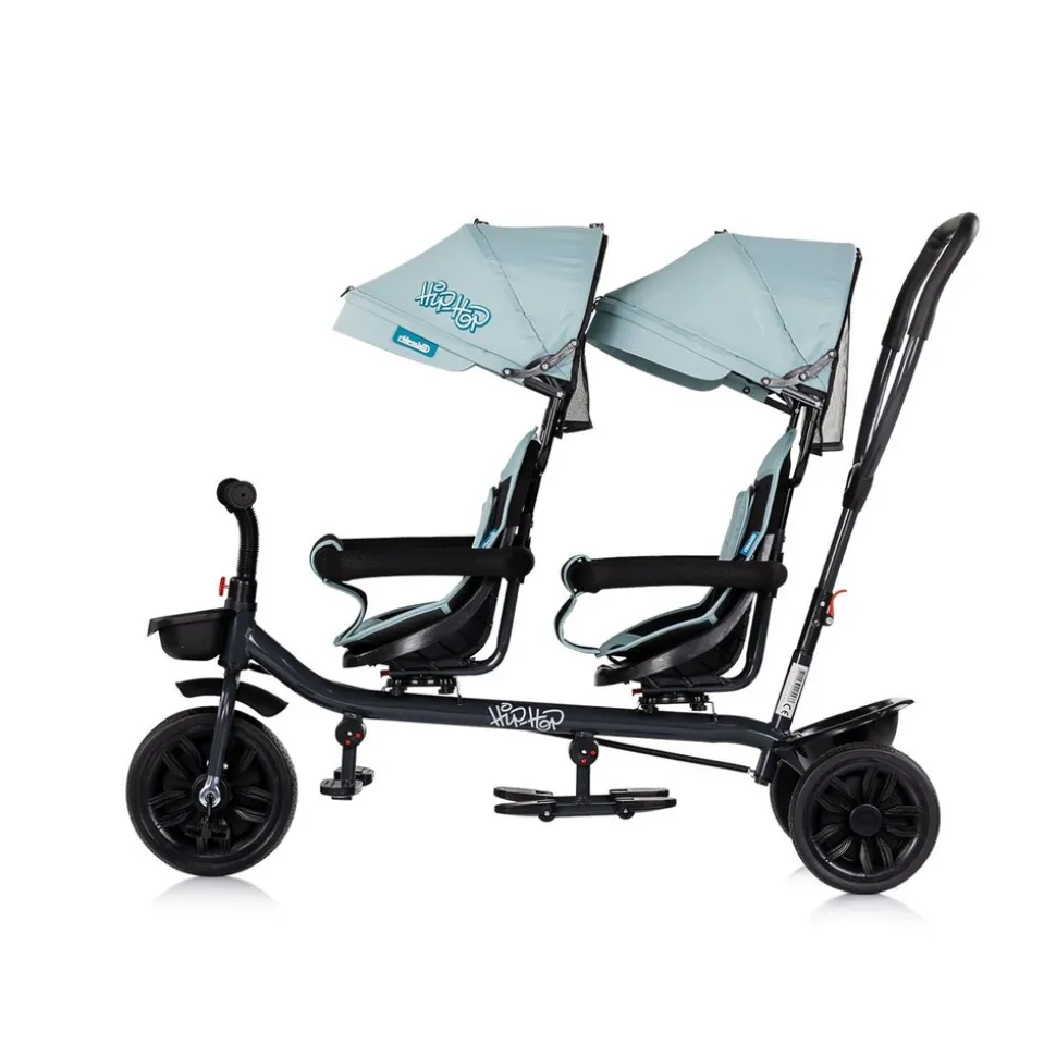 Chipolino Zwillingsdreirad Hip Hop, zwei Kinder, bis 40 kg, Sitze 360° drehbar hellblau