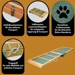 Coemo Hunde Rampe klappbar Aufstiegshilfe für Haustiere - Anti-Rutsch-Belag