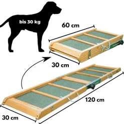 Coemo Hunde Rampe klappbar Aufstiegshilfe für Haustiere - Anti-Rutsch-Belag
