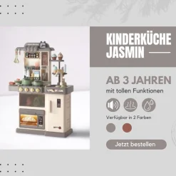 Coemo Kinderküche Jasmin Spielküche mit viel Zubehör Farbe Grau
