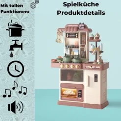 Coemo Kinderküche Jasmin Spielküche mit viel Zubehör Farbe Braun