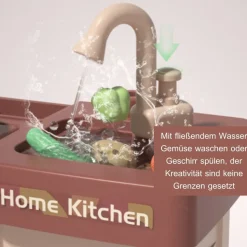 Coemo Kinderküche Jasmin Spielküche mit viel Zubehör Farbe Braun