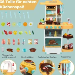 Coemo Kinderküche Paula Spielküche GELB mit viel Zubehör