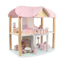 Coemo Puppenhaus Sandy möbliert Holz 2 Etagen