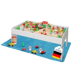 Coemo Spieltisch mit 90-tlg. Holzeisenbahn Farbe Weiß