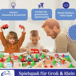 Coemo Spieltisch mit 90-tlg. Holzeisenbahn Farbe Weiß