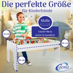 Coemo Spieltisch mit 90-tlg. Holzeisenbahn Farbe Weiß