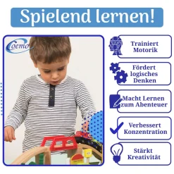 Coemo Spieltisch mit 90-tlg. Holzeisenbahn Farbe Mintgrün