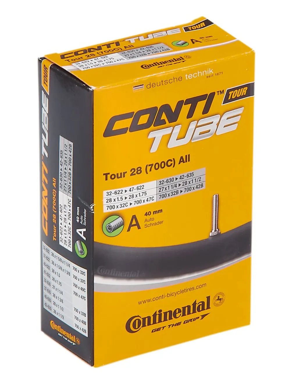 CONTINENTAL-Fahrradgruppenschlauch, 27" x 1 1/4 - 28" x 1.75, Autoventil