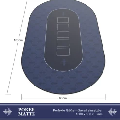 CSL Extra große Tischauflage Pokermatte 1000 x 600 mm / Kartenspiel Matte / Ovales Design