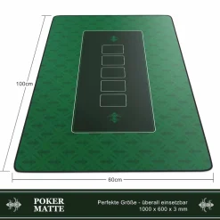 CSL Pokermatte XL Tischauflage für Poker 100 x 60cm / Kartenspiel Matte / Pokertisch Auflage