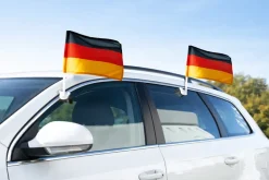 Deluxe Autofahne Deutschland 2er Set Auto Fanartikel Fußball Deutschlandflagge Zubehör